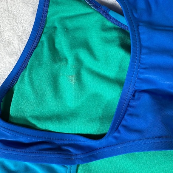 Speedo Girls Swimsuit Size 14 Blue Green Athletic One Piece‎ Training Racerback - Picture 7 of 9